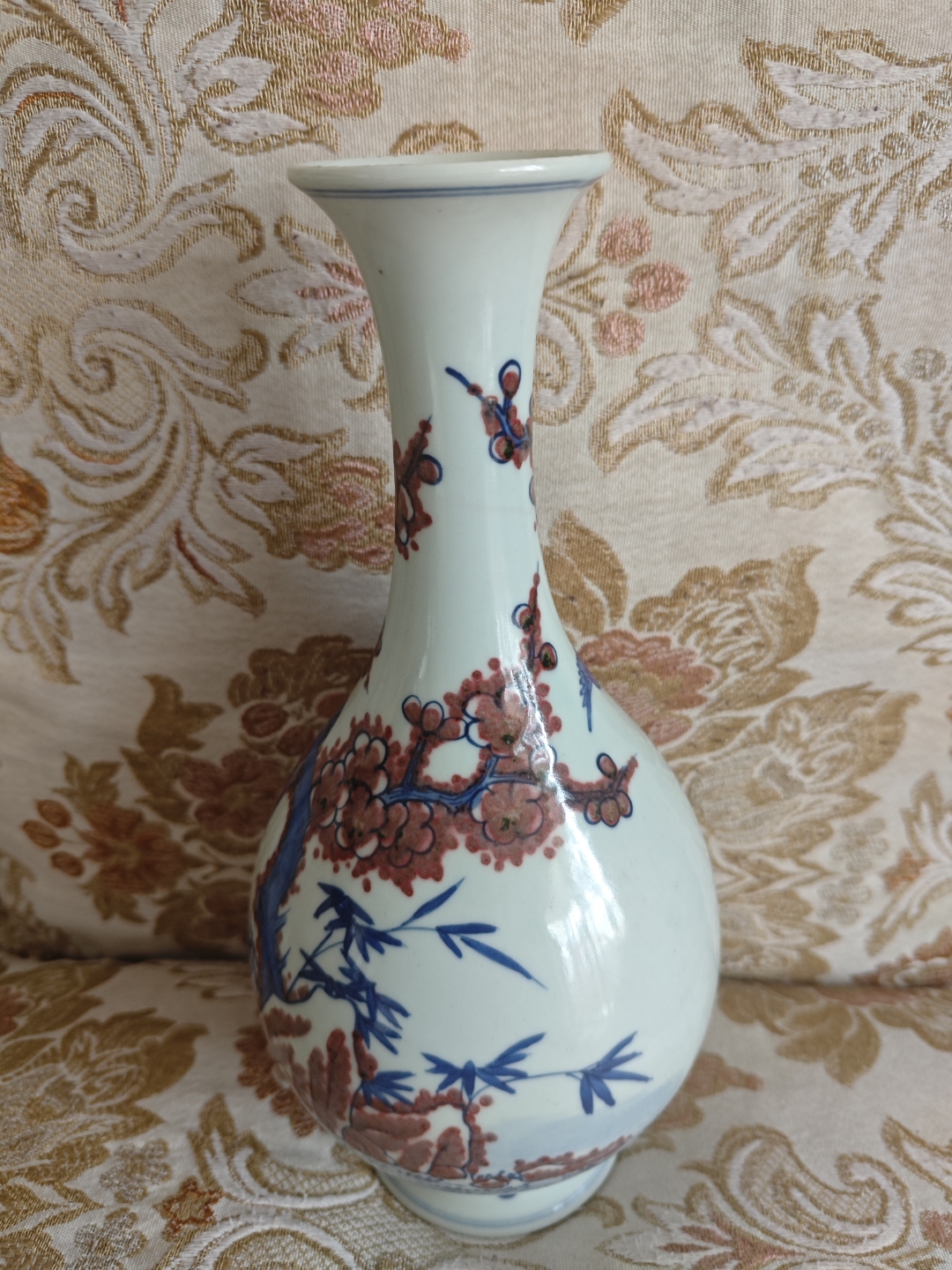 清康熙官瓷真品.青花釉里红玉壶春瓶,温润细腻,难得的宝贝