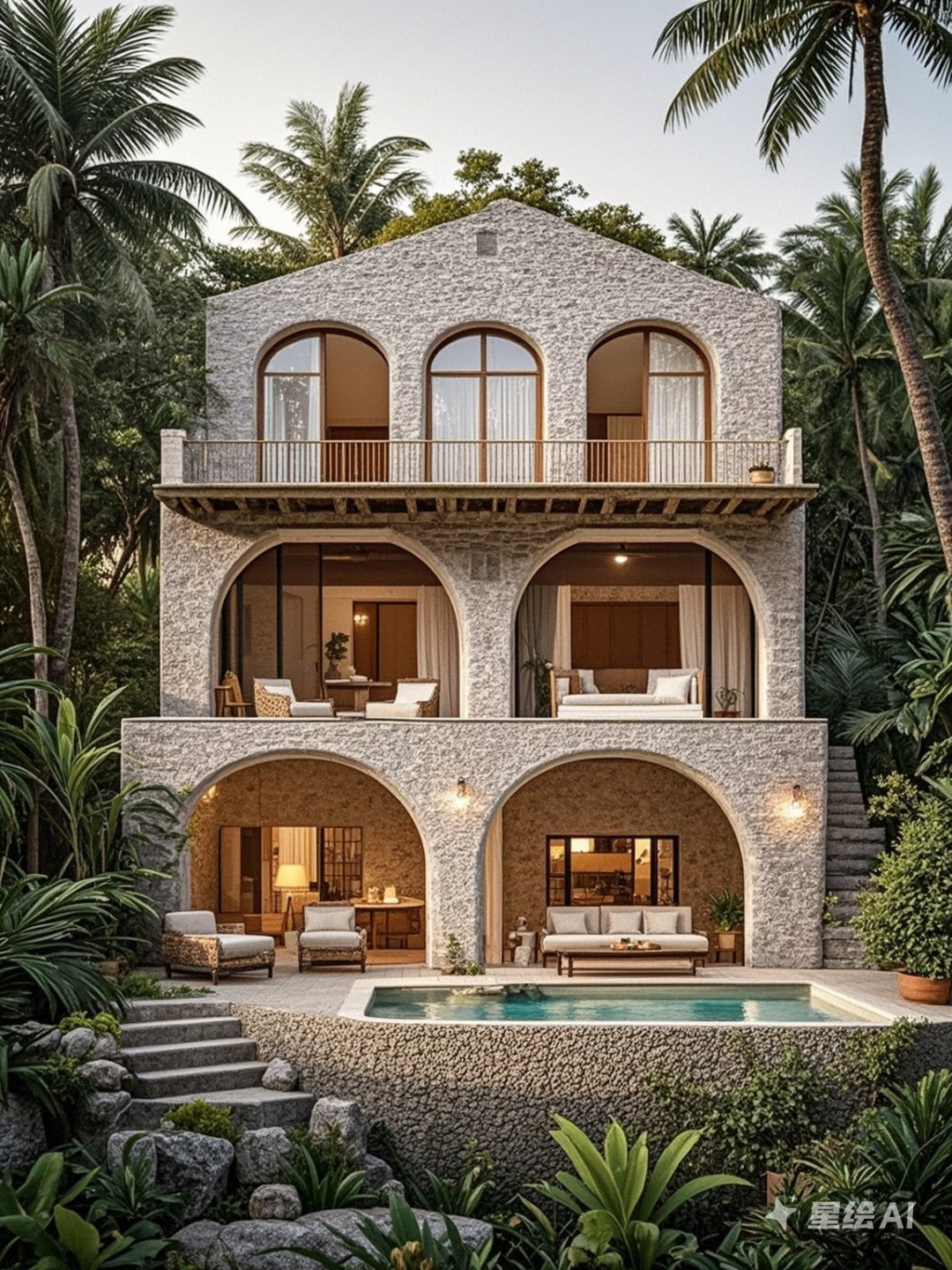 星绘ai,在这座热带花园别墅中,享受宁静与美丽