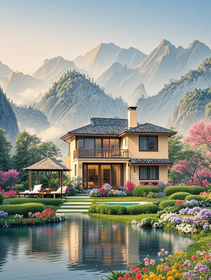 在湖光潋滟的周末,让这栋别墅的泳池成为您美好心情的起点!