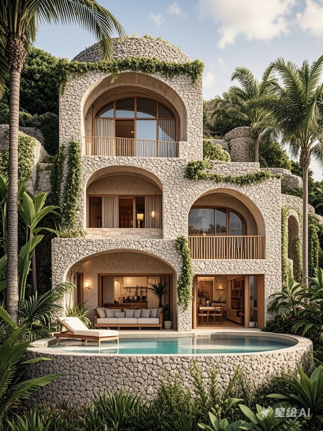 星绘ai,在这座热带花园别墅中,享受宁静与美丽