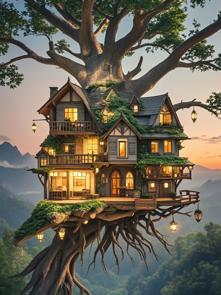 哇,这树屋太酷了!