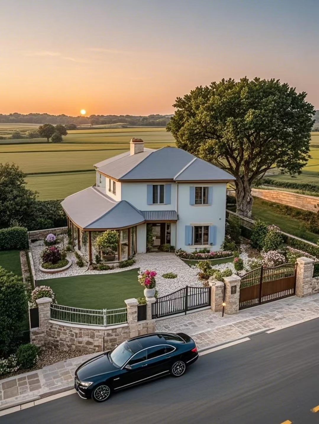 哇,这房子坐落在乡村美景中,真让人羡慕!