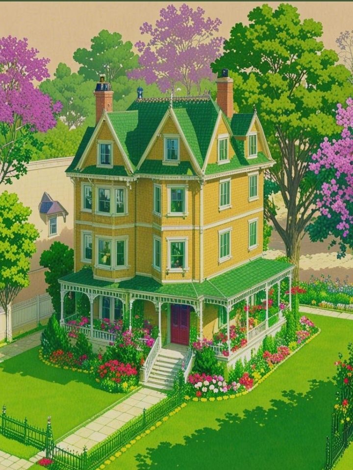 窗,还有那一片片的花海,感觉生活在这里每天都会心情大好#手绘插画