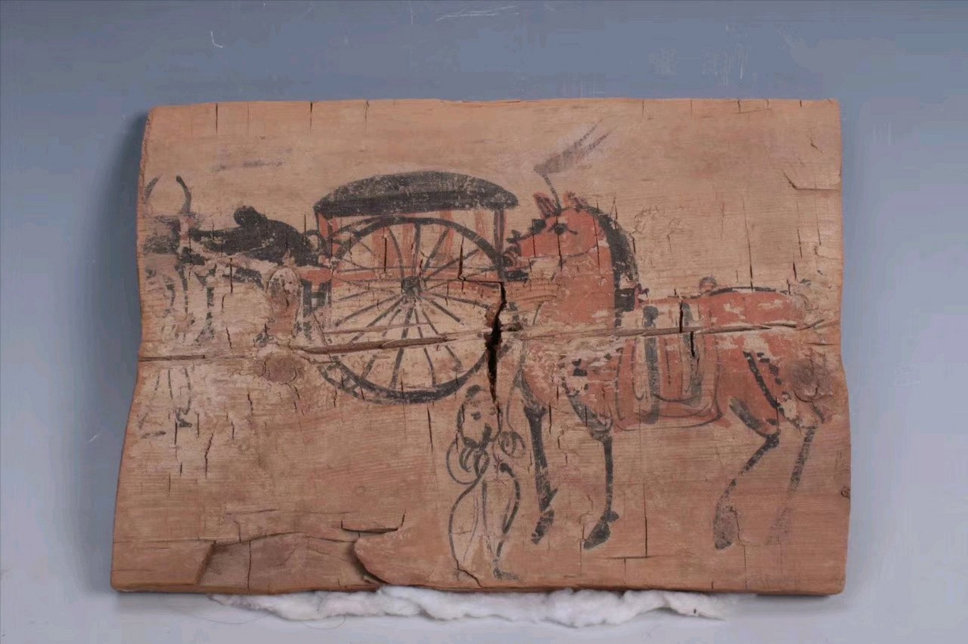 【遇见博物馆】 西晋元康元年牛车人物图木板画,西晋元康元年,一级