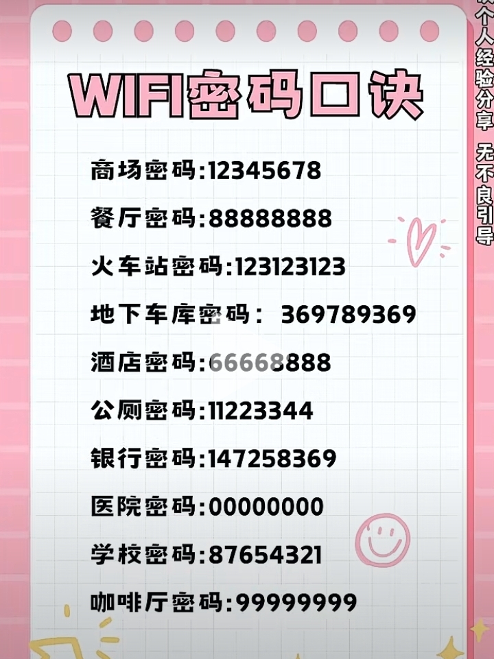 wifi密码大公开,快来领取你的免费网络!