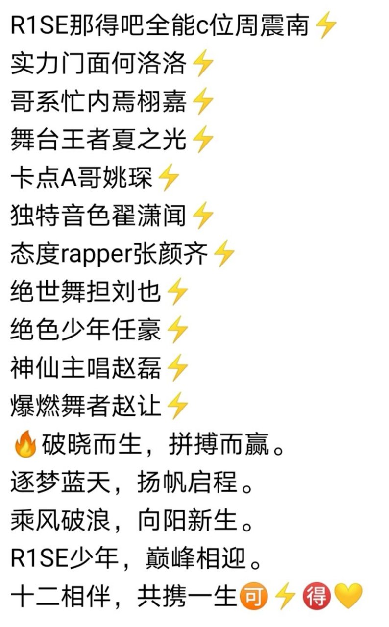 r1se应援语来了～～～ (来源:百度截屏)