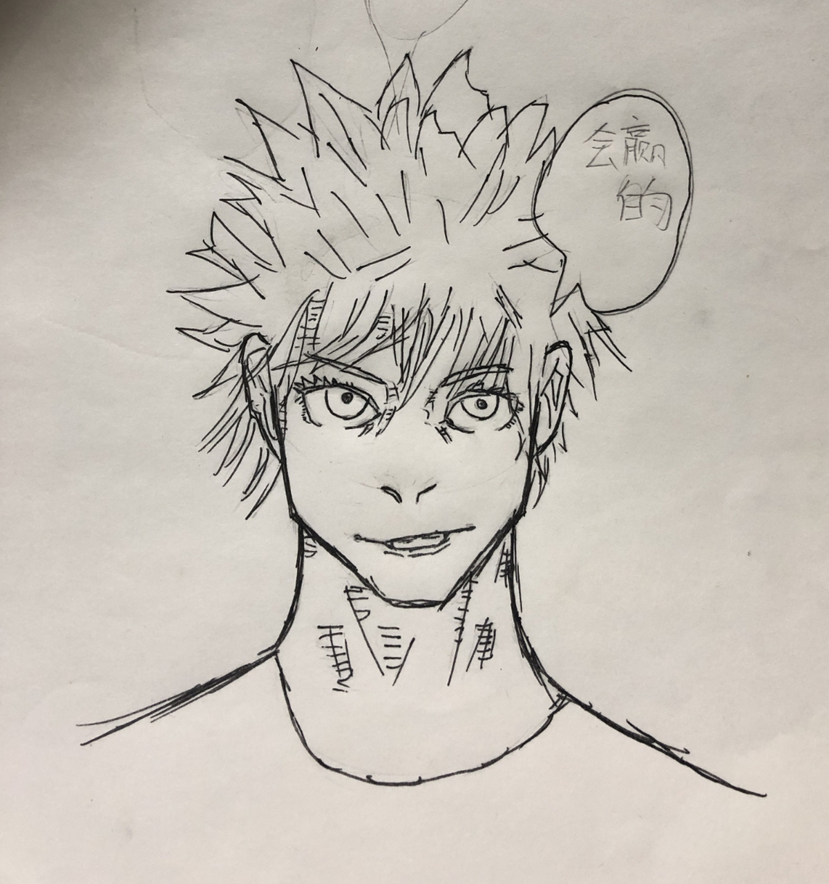 第一次尝试用黑笔画人物,眼睛等比较细节的地方是先用铅笔画一遍再用