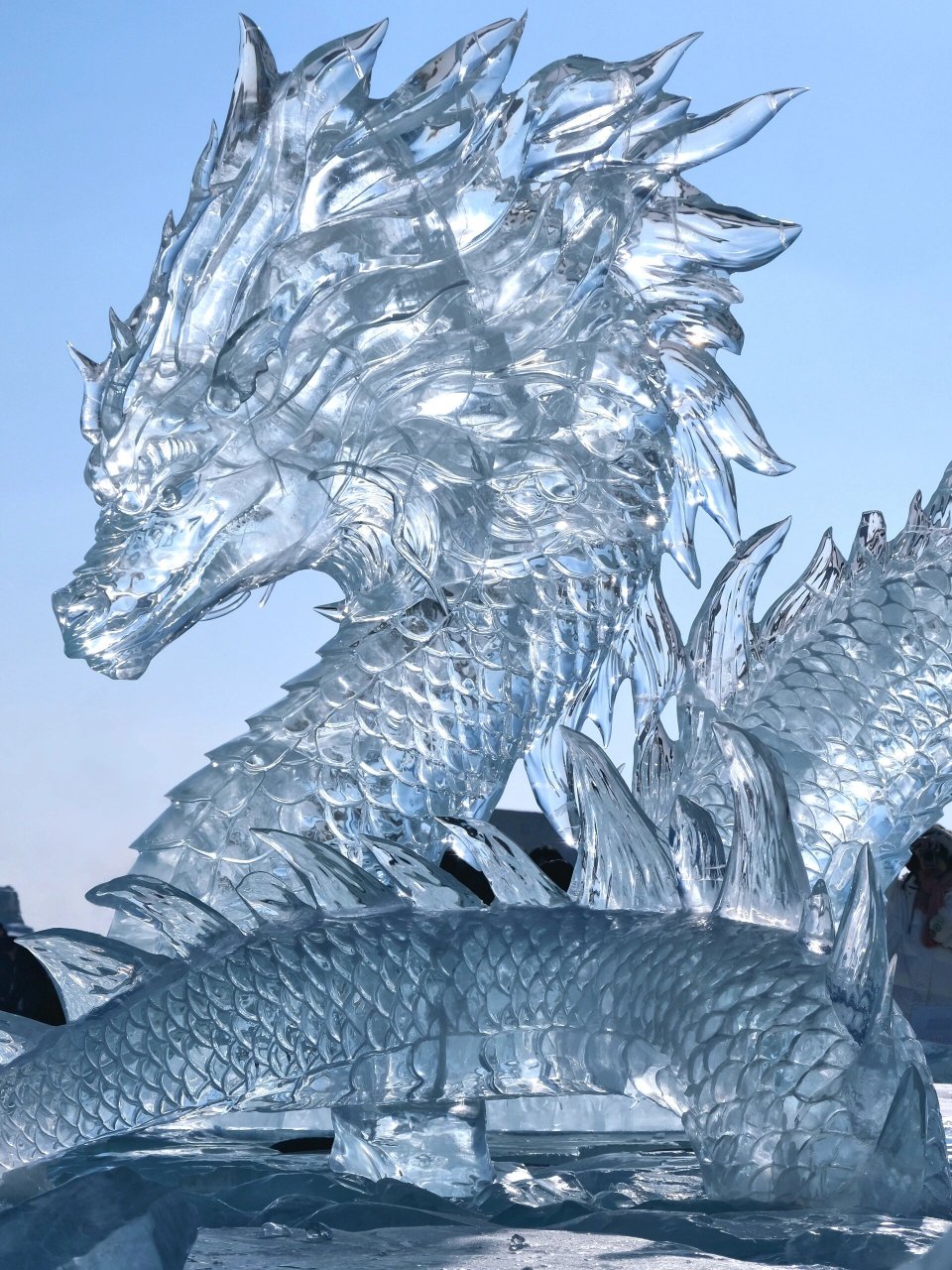 7615阳光下的冰雕龙,宛如一件