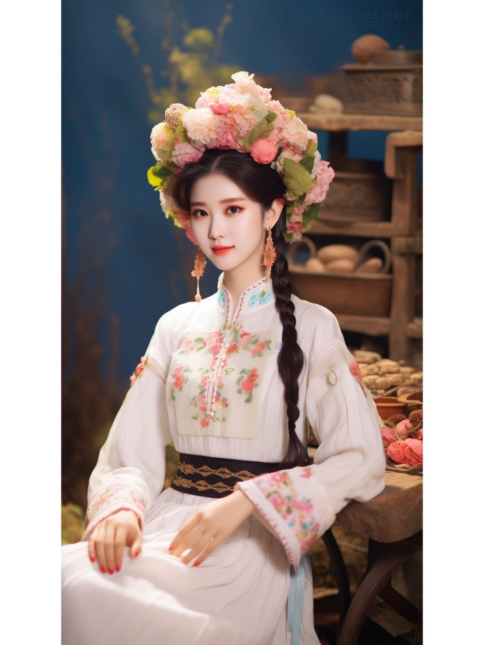 94夏日浪漫花环女孩94  夏天的微风,轻轻拂过我的发梢,我编了一个