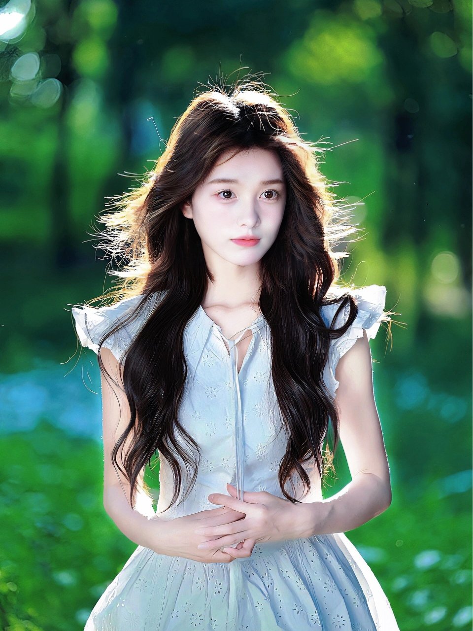 9215风中的白衣仙女91  那风,轻轻吹过,吹起了她飘逸的长发95