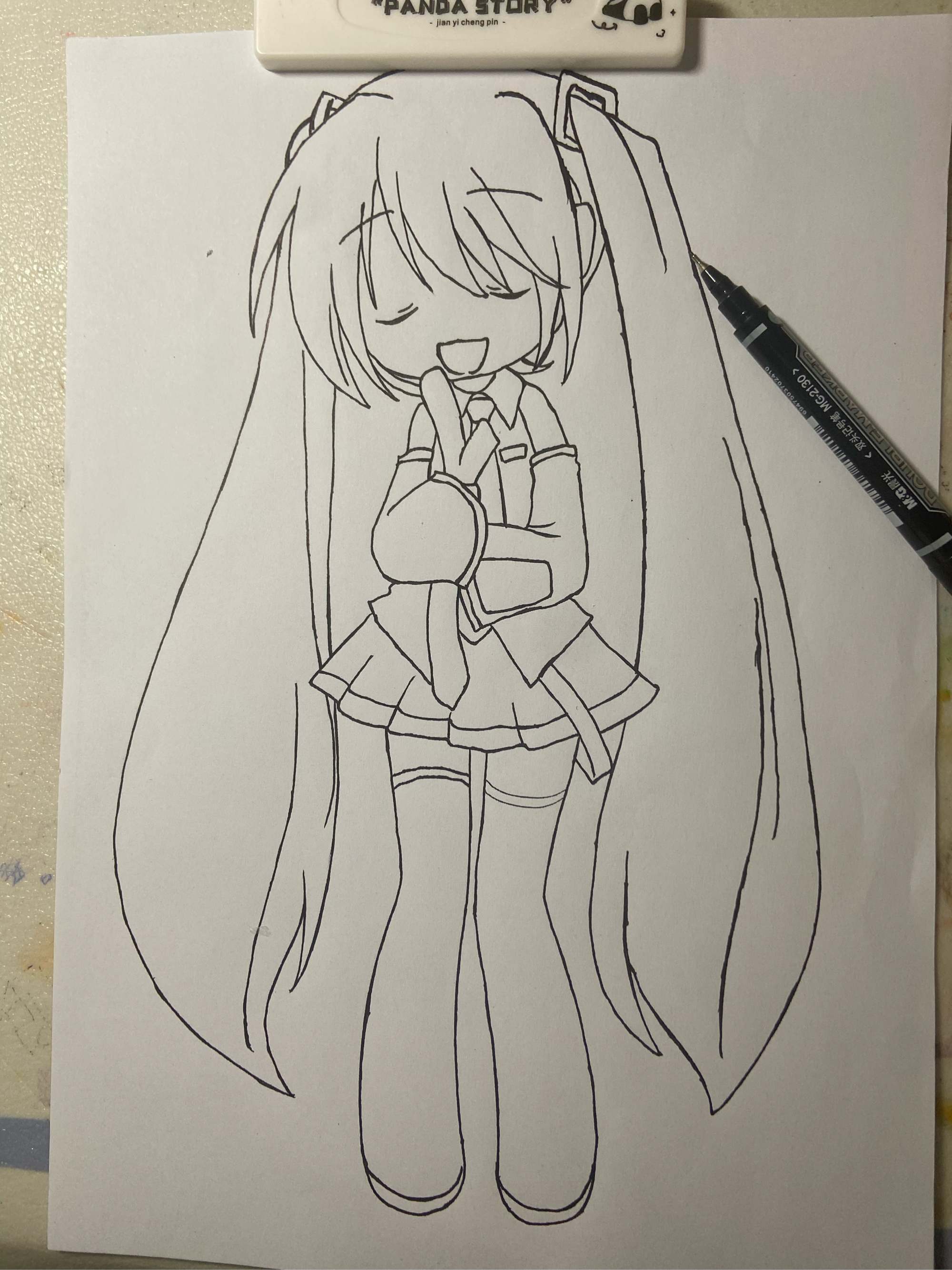 初音未来简笔画 可爱图片